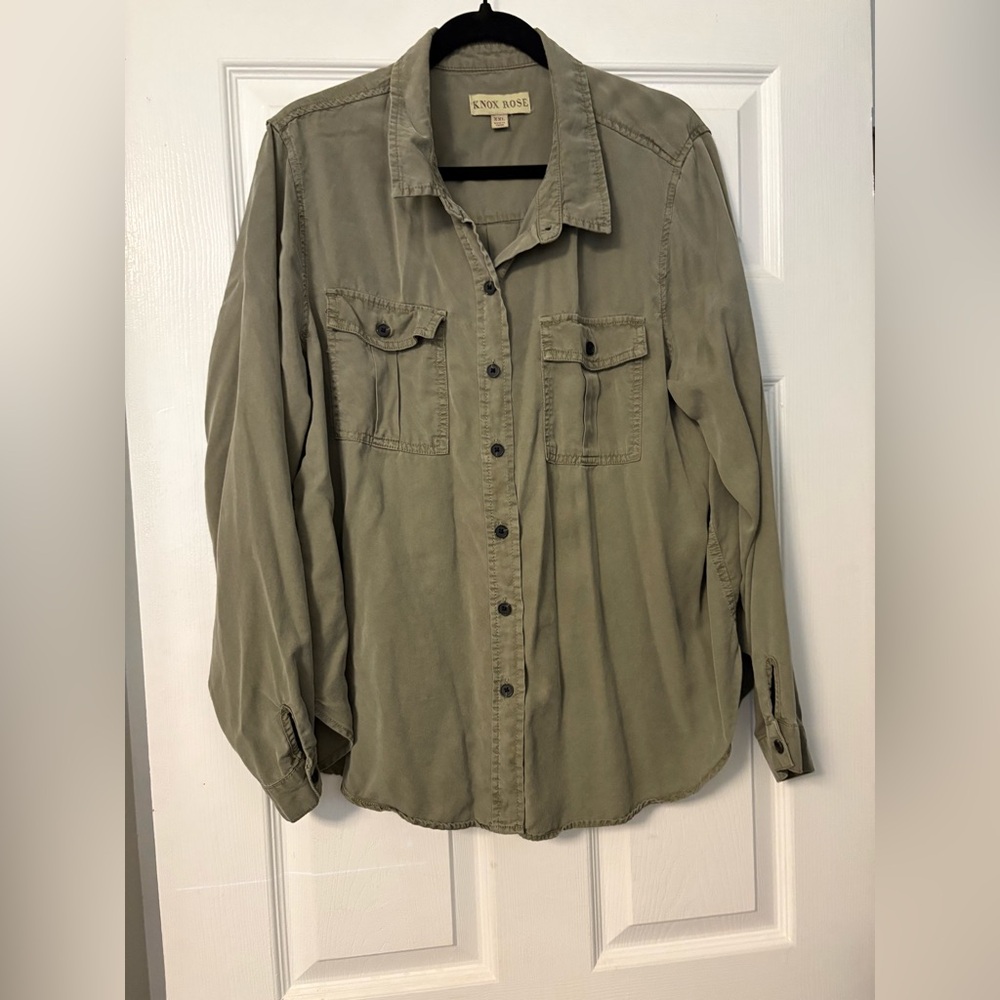 Knox Rose Olive Green Button-Up Shirt